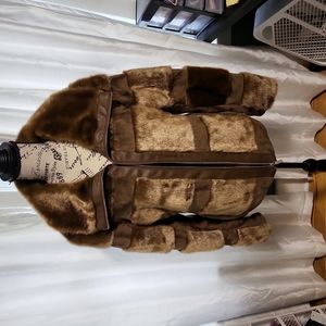 Brown faux fur jacket size L